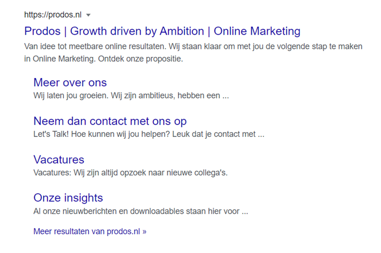 Organisch zoekresultaat van een branded zoekopdracht